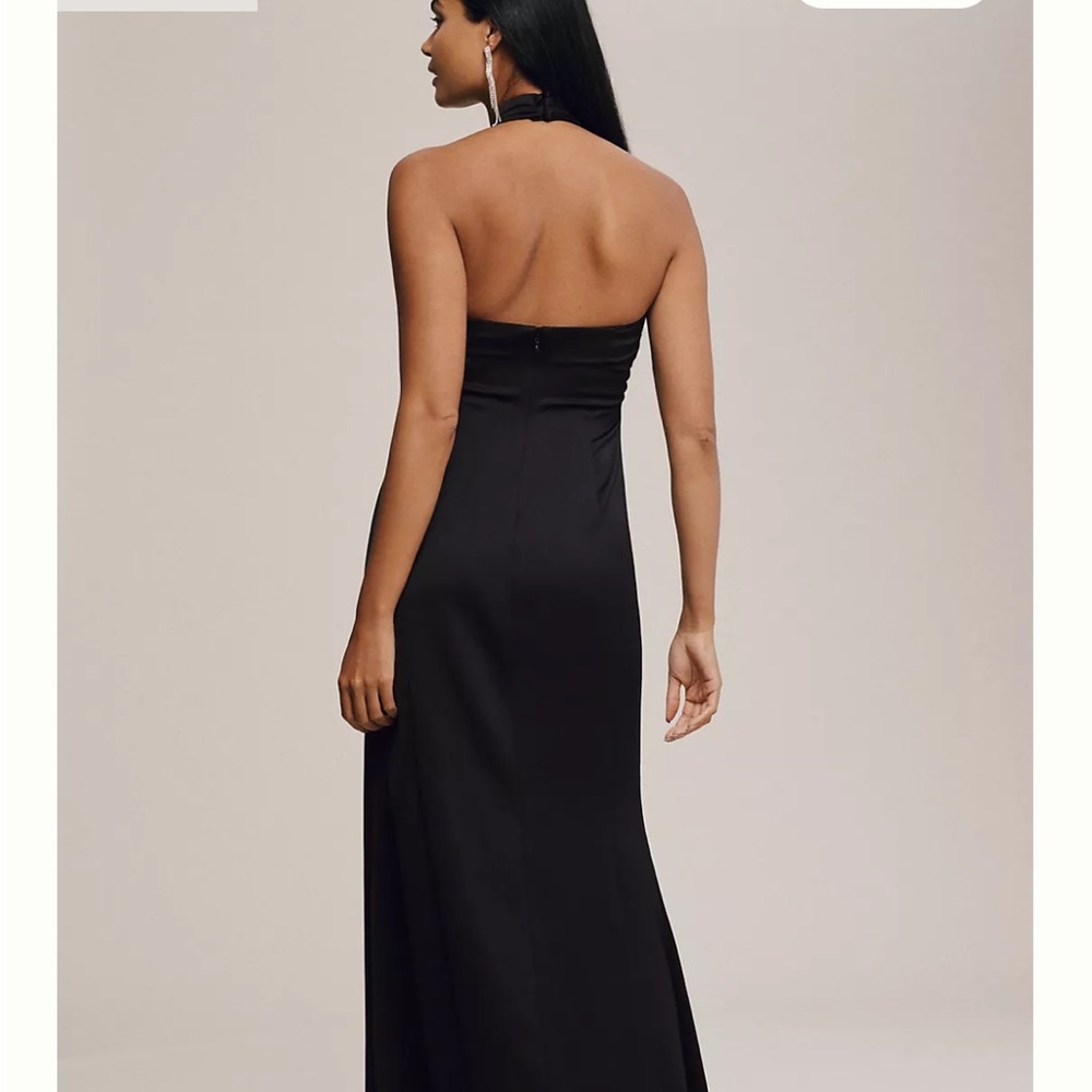 BHLDN Ruby Twist Halter Satin Gown - worn once!